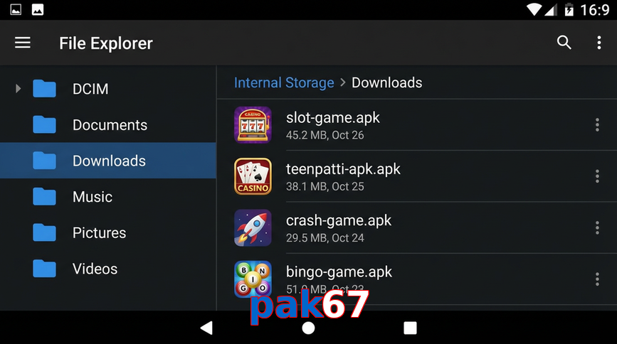 Main screen of Pak67 gameapk page for PK players