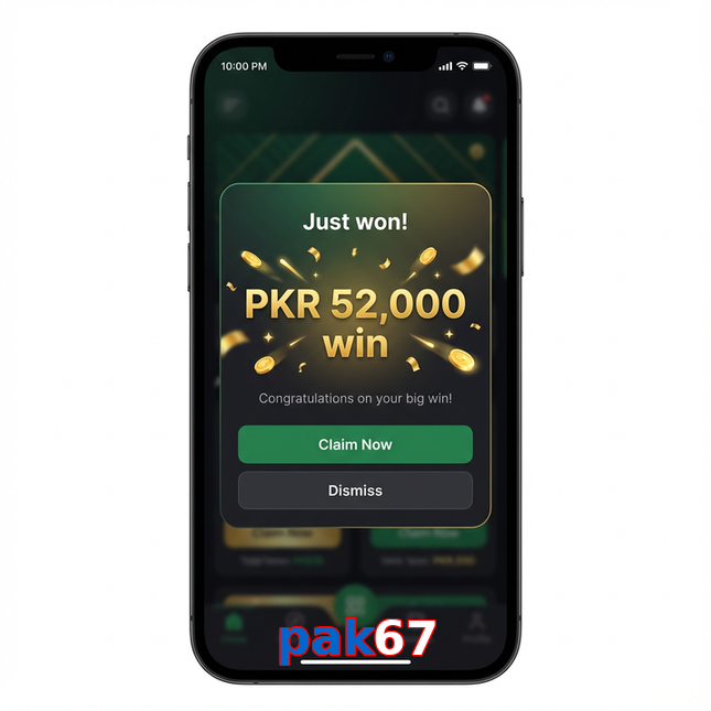 Main screen of Pak67 win page for PK players